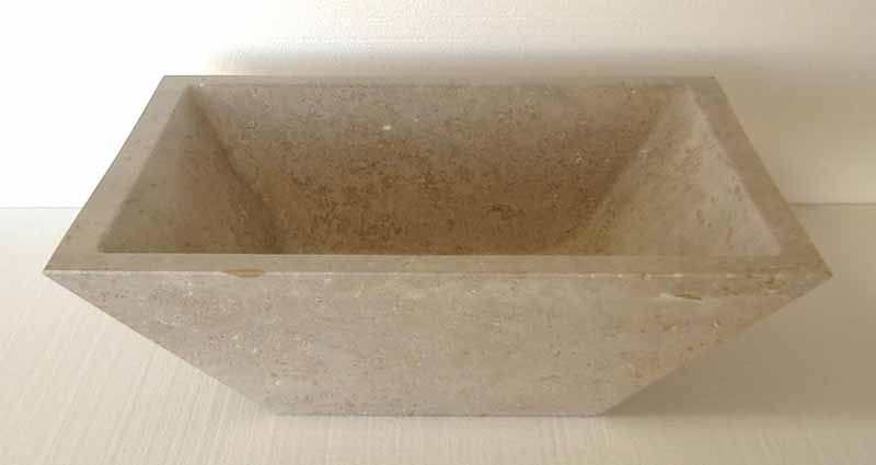 Rectangular Travertine Sink | Natural Stone Vessel Sink | Travertine Bathroom Vanity Sink